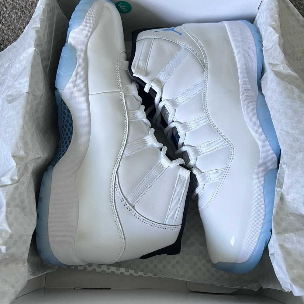 Jordan White and Blue High-Top Sneakers